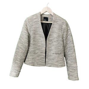 OASIS/FOSCHINI Tweed Style Light Grey and White Line Details Jacket 6